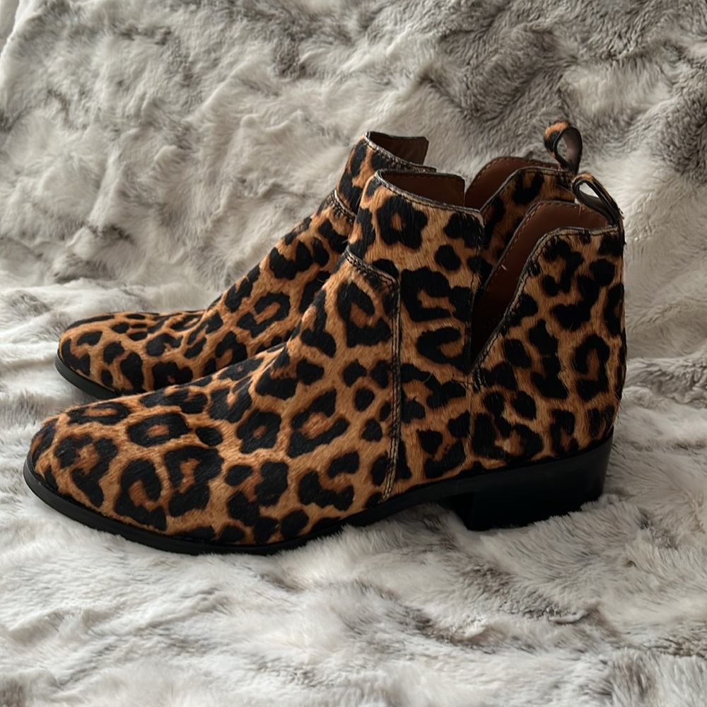 Franco Sarto Leopard Leather ankle Boots - Picture 2 of 12